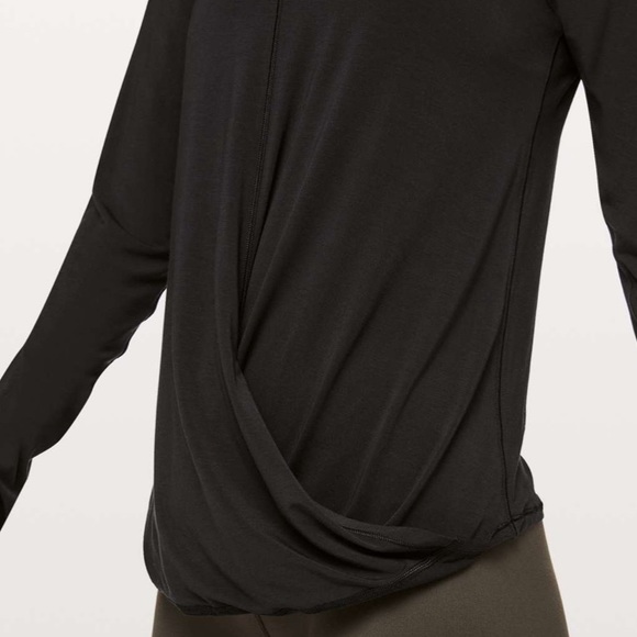 Lululemon Black Serene Saturday Long Sleeve Top T-Shirt Sz 4 - Picture 8 of 9